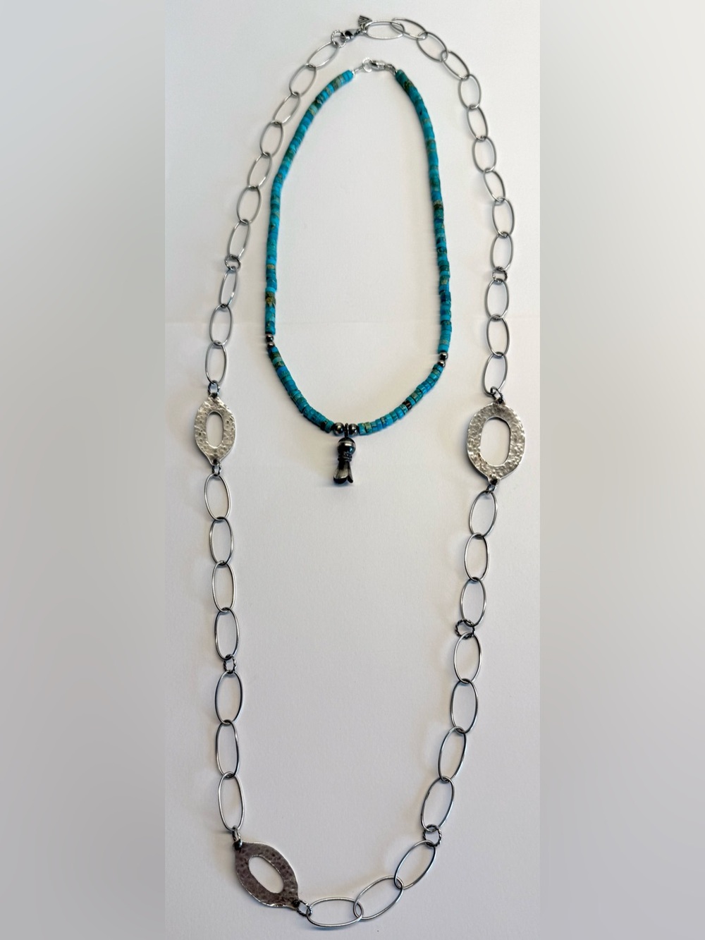 Silpada 34” Sterling Silver Hammered Oval Long Link Necklace
